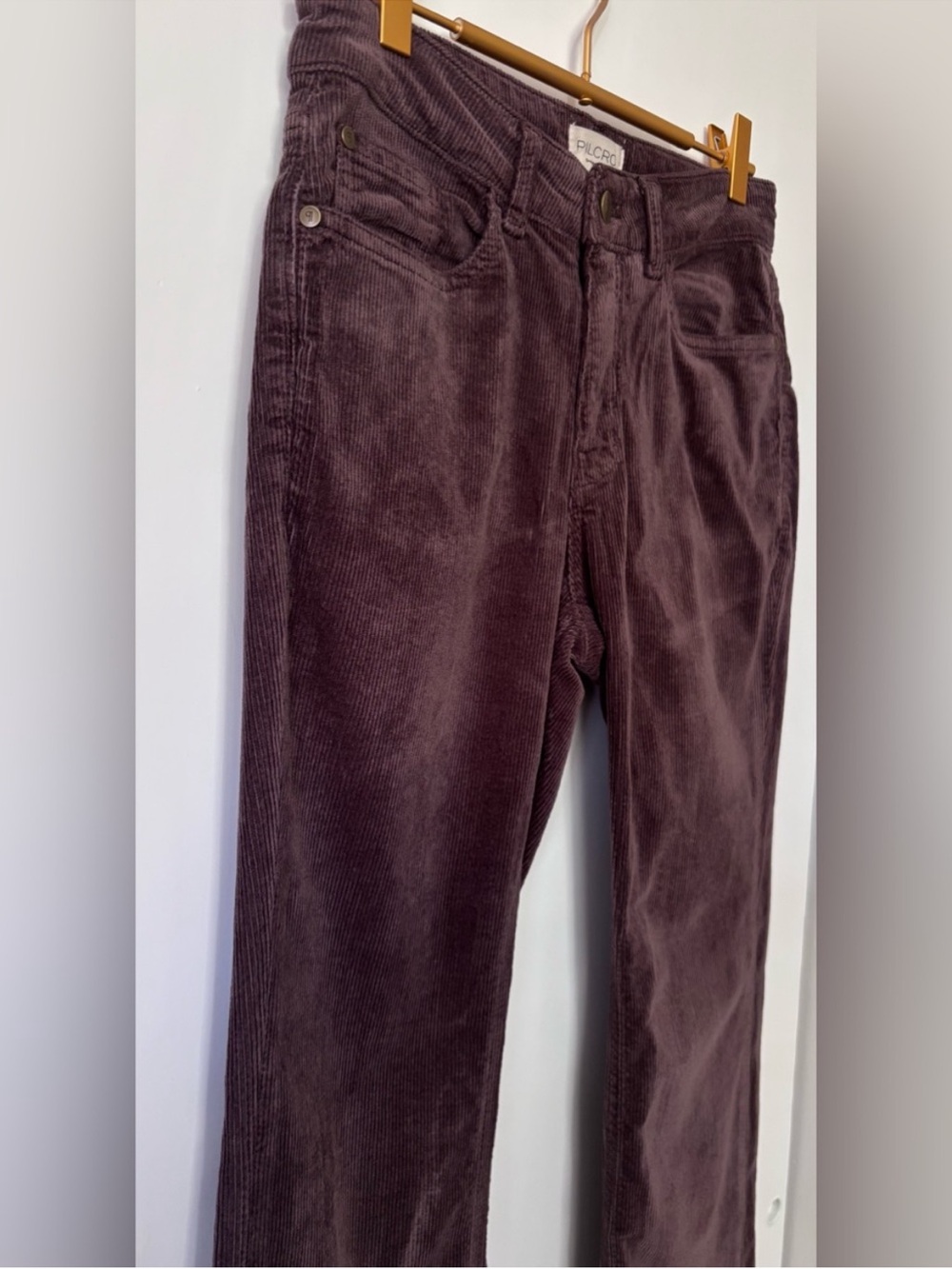 Pilcro| Anthropologie| Wine Straight-Leg ‘Boyfriend’ Soft Corduroy Jeans Sz 27 - Picture 2 of 7